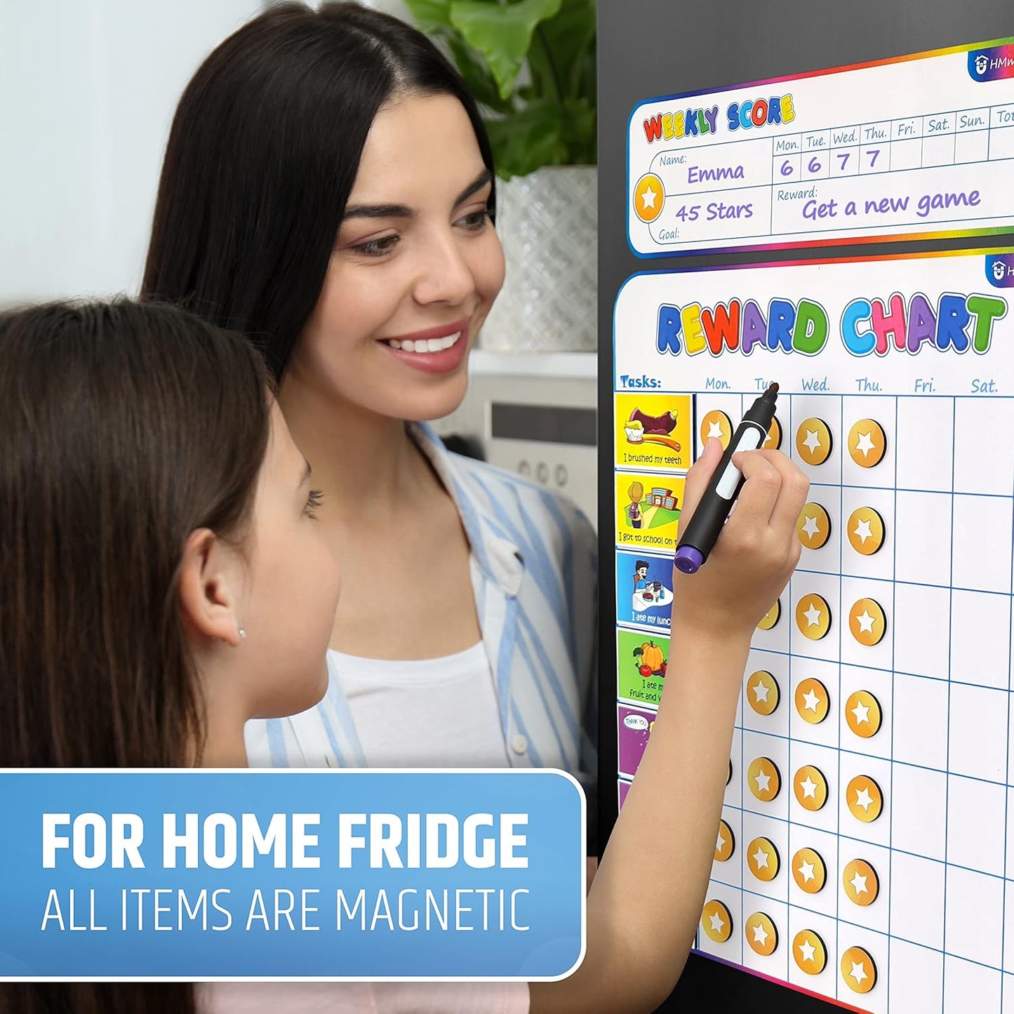 Large Magnetic Responsibility Chart for Kids with Custom Chore Stickers