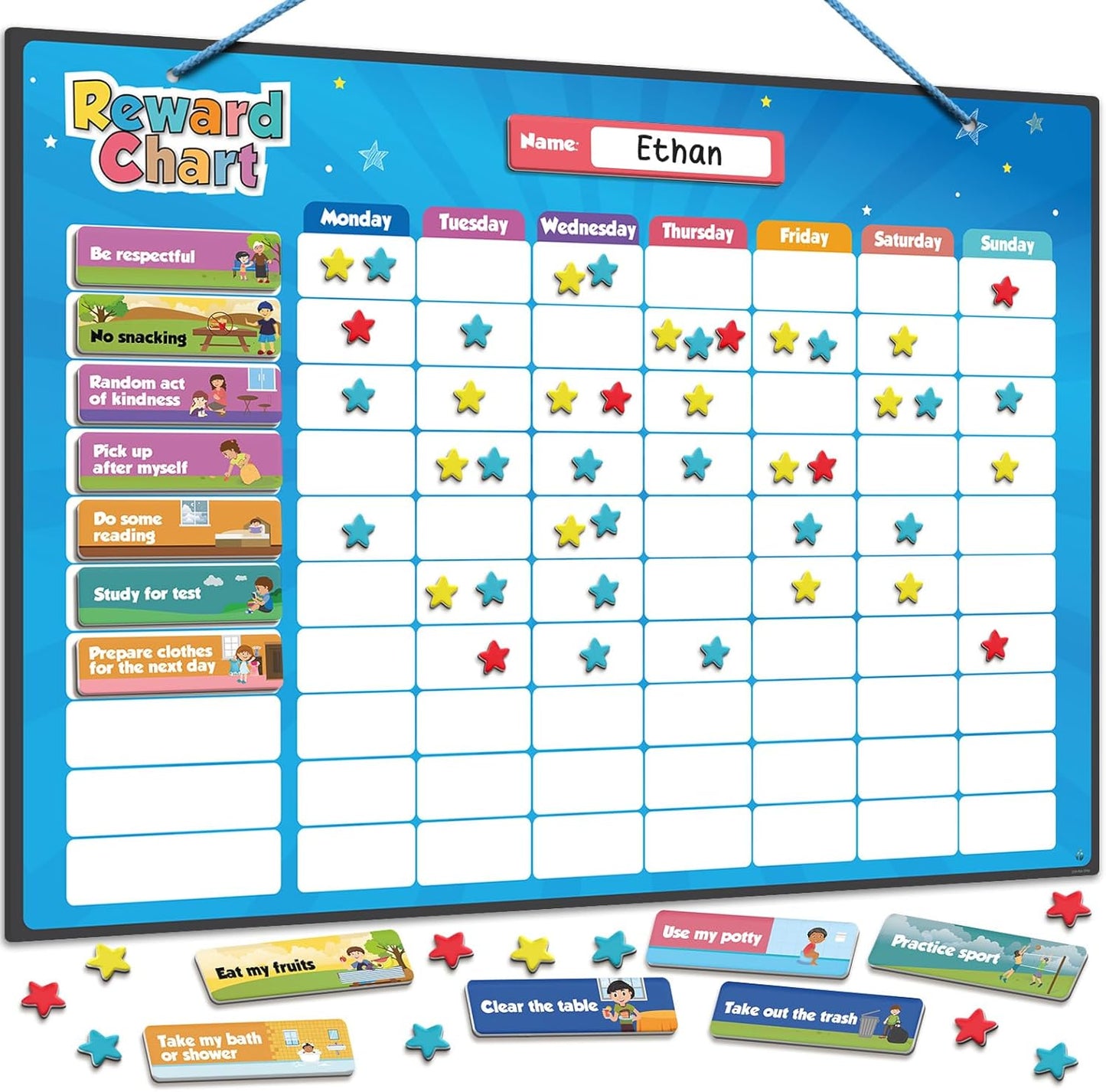 Large Magnetic Responsibility Chart for Kids with Custom Chore Stickers