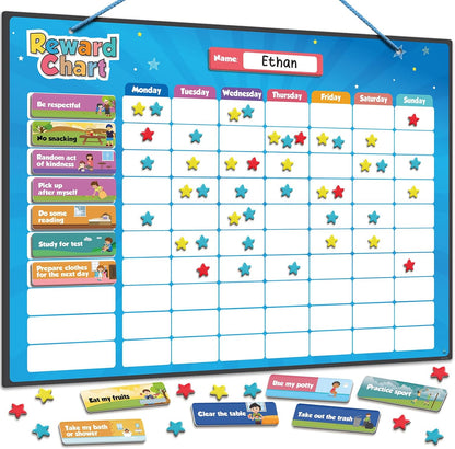 Large Magnetic Responsibility Chart for Kids with Custom Chore Stickers