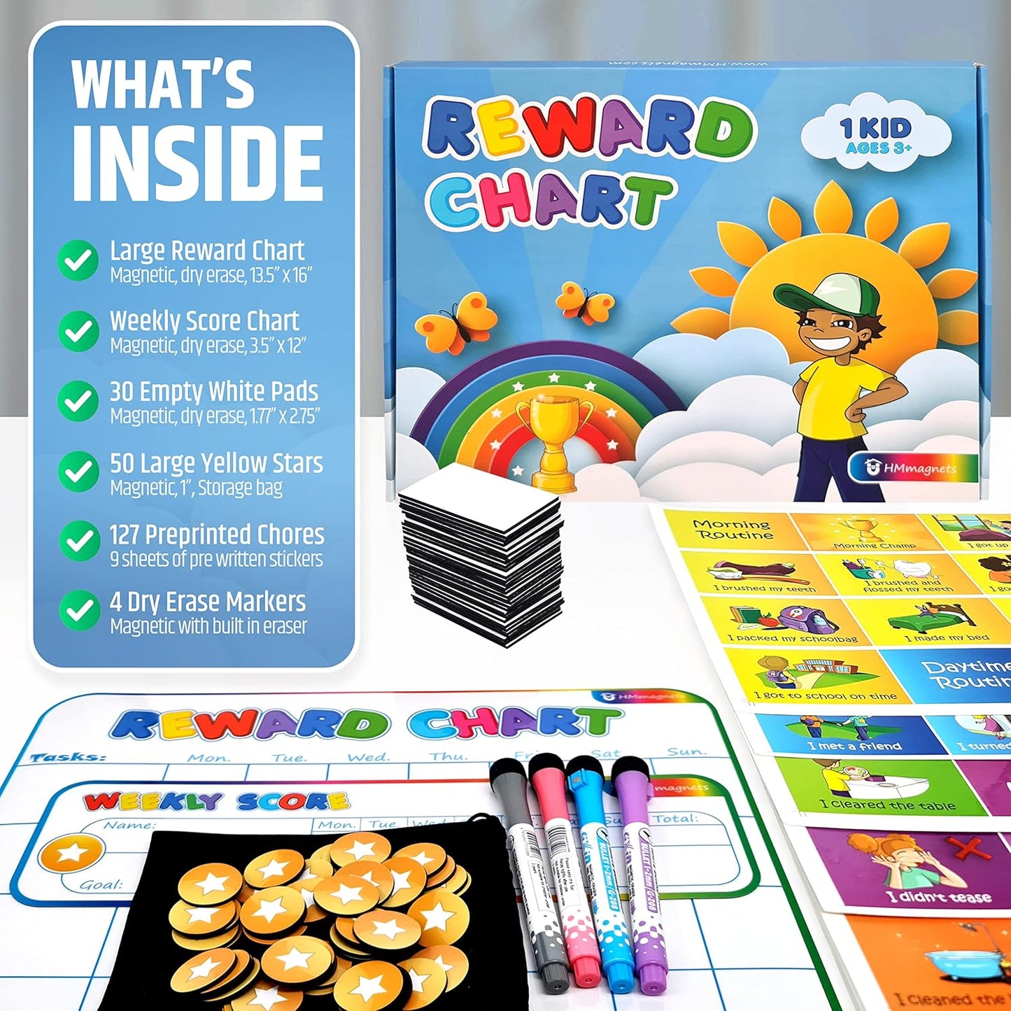 Large Magnetic Responsibility Chart for Kids with Custom Chore Stickers