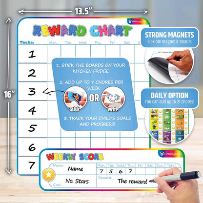 Large Magnetic Responsibility Chart for Kids with Custom Chore Stickers